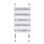 X5 white directory slats 200 x 50mm on wall to wall wires 